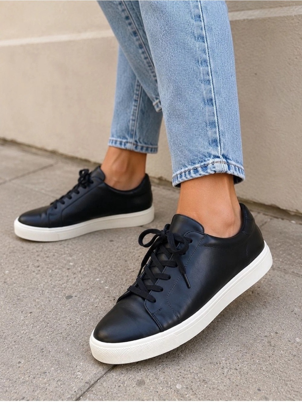 Vince Black Leather Sneakers Size 9